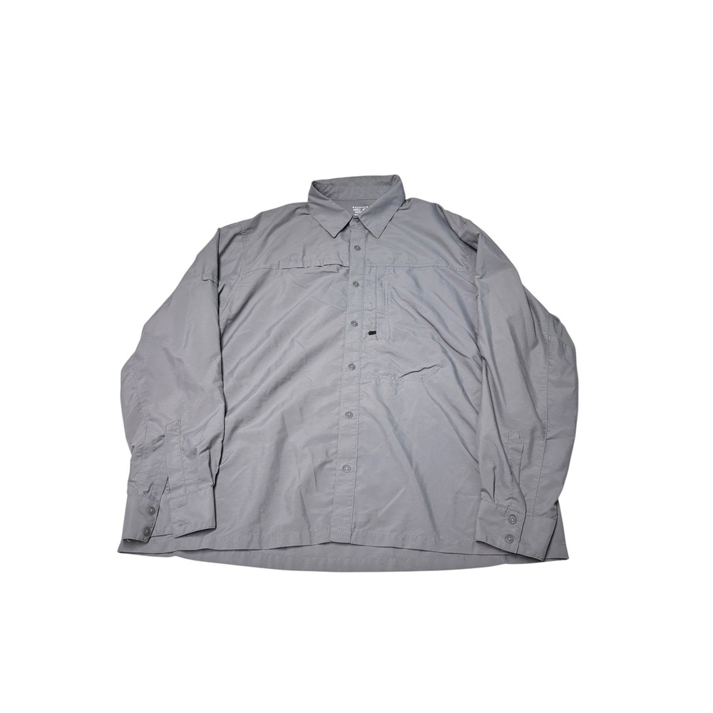Mountain Hardwear Mens XL Grey Long Sleeve Button Up Hiking Shirt OM4637